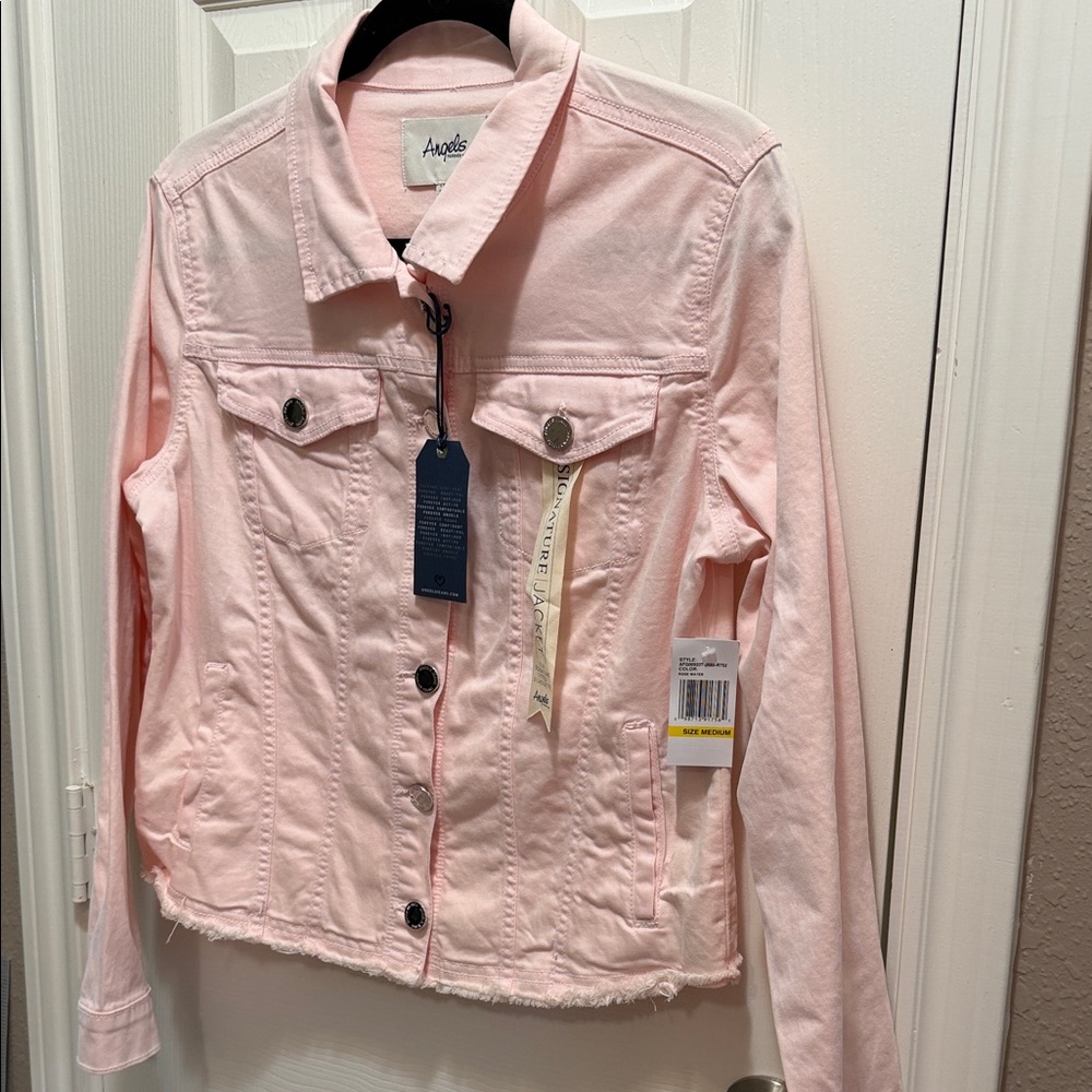Angels Pale Pink Denim Jacket - Women's Light Pink Trucker - Picture 3 of 6